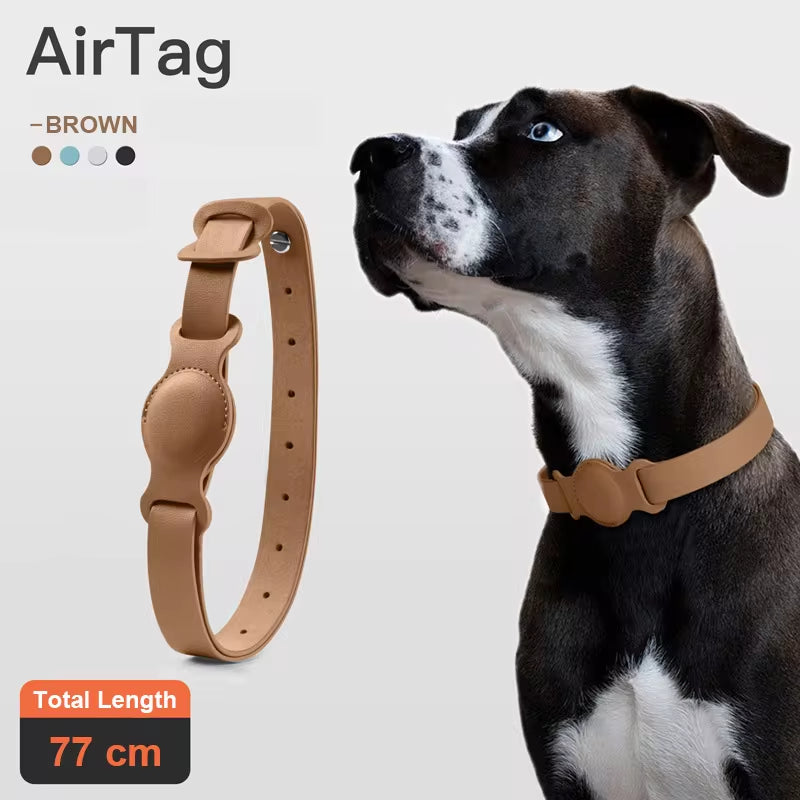 Leather Pet AirTag Collar