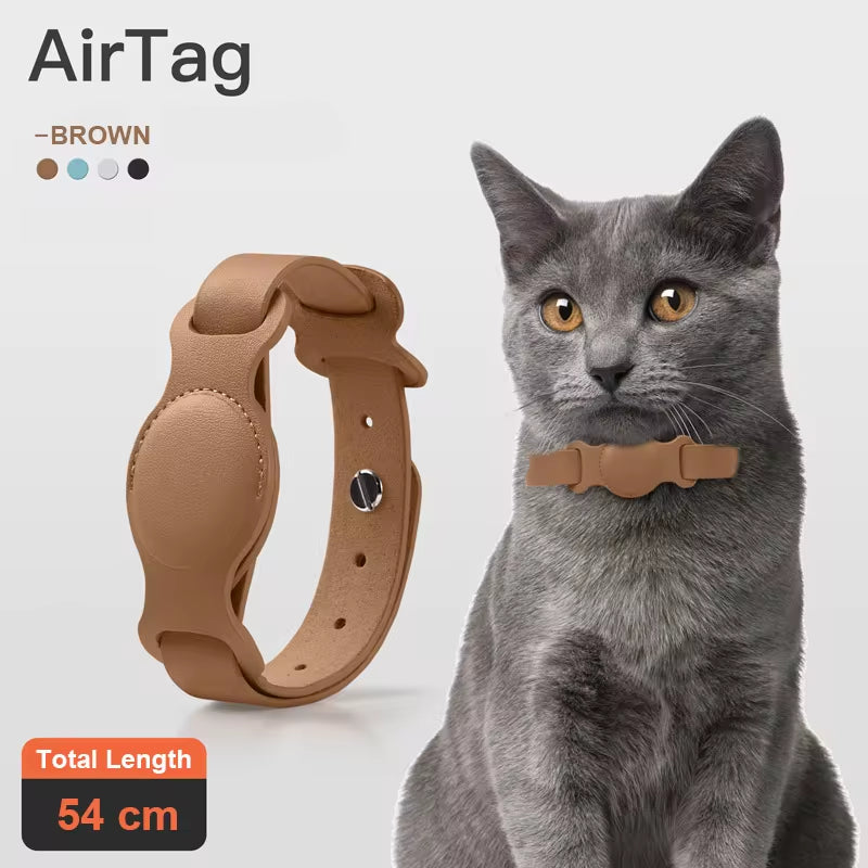 Leather Pet AirTag Collar