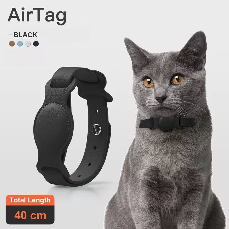 Leather Pet AirTag Collar
