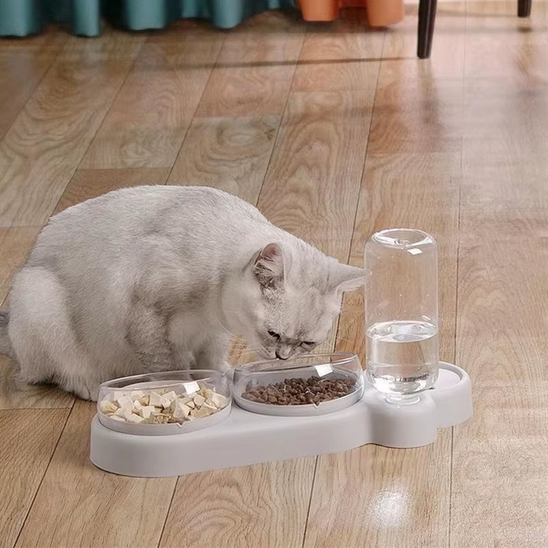 3-in-1 Cat Feeder with Water Dispenser
