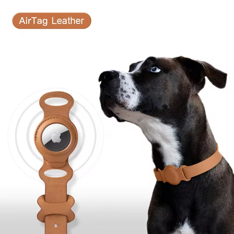 Leather Pet AirTag Collar